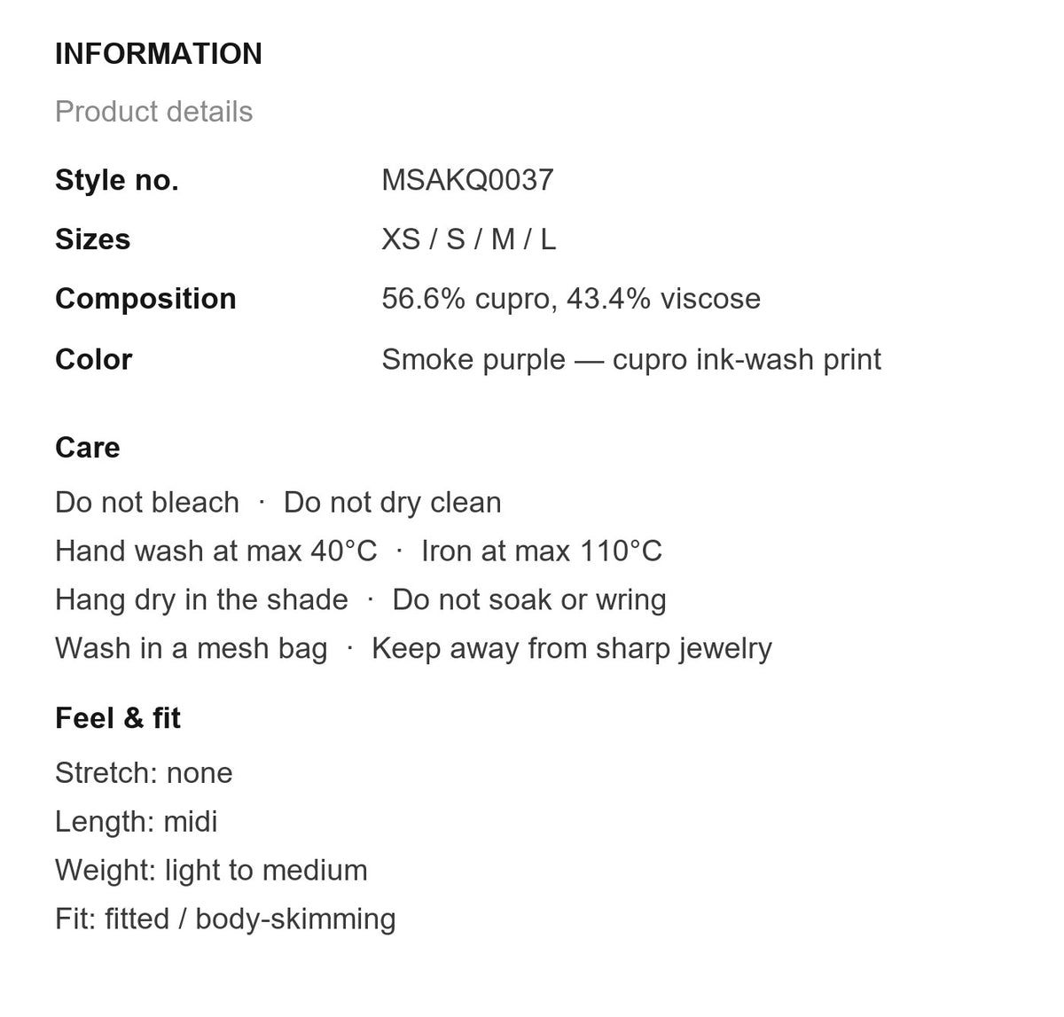Product information