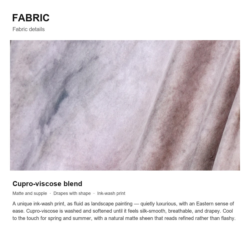 The Smoke Purple Ink-Wash Cheongsam Midi Dress