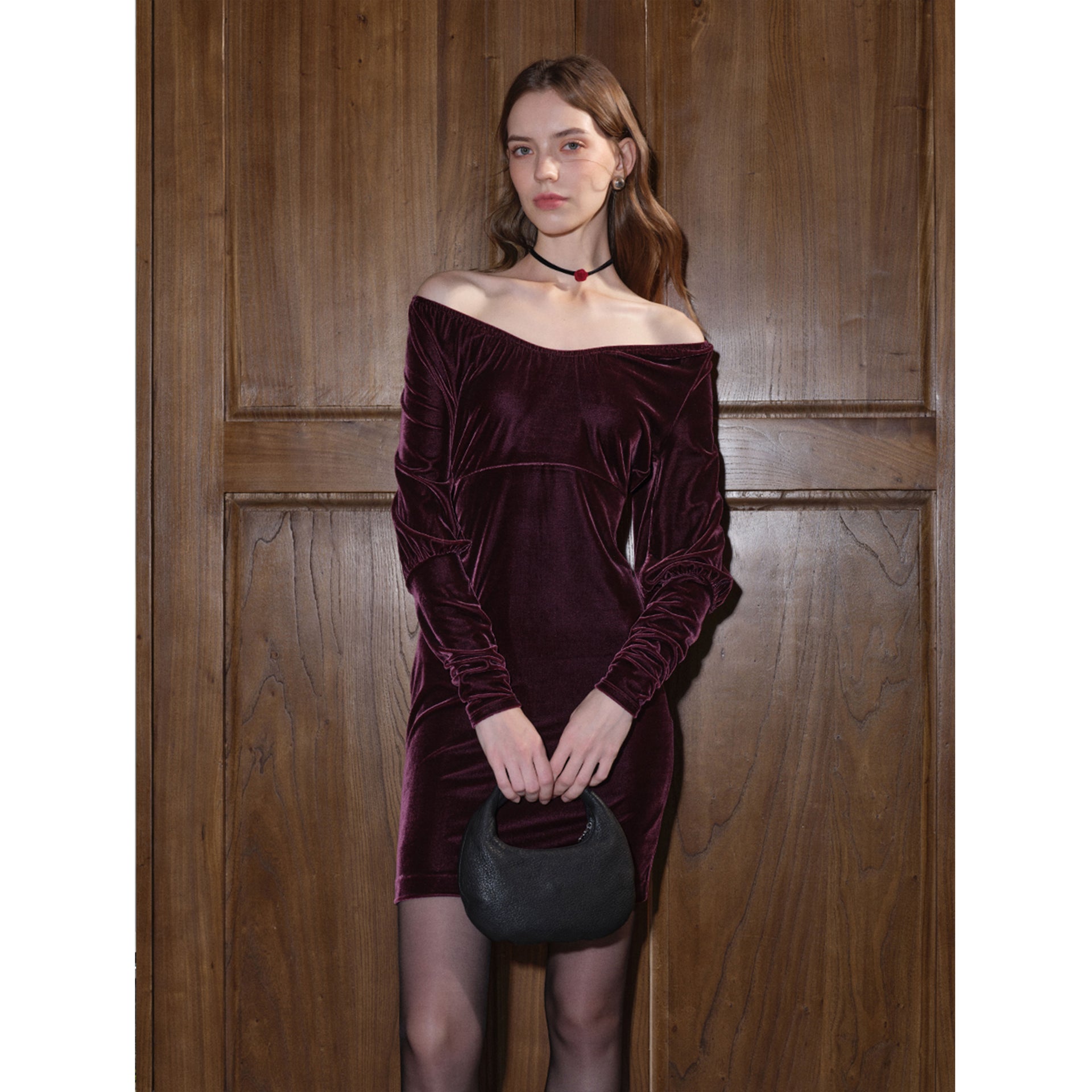 Stretch Velvet V-Neck Bodycon Dress – Mix Selection