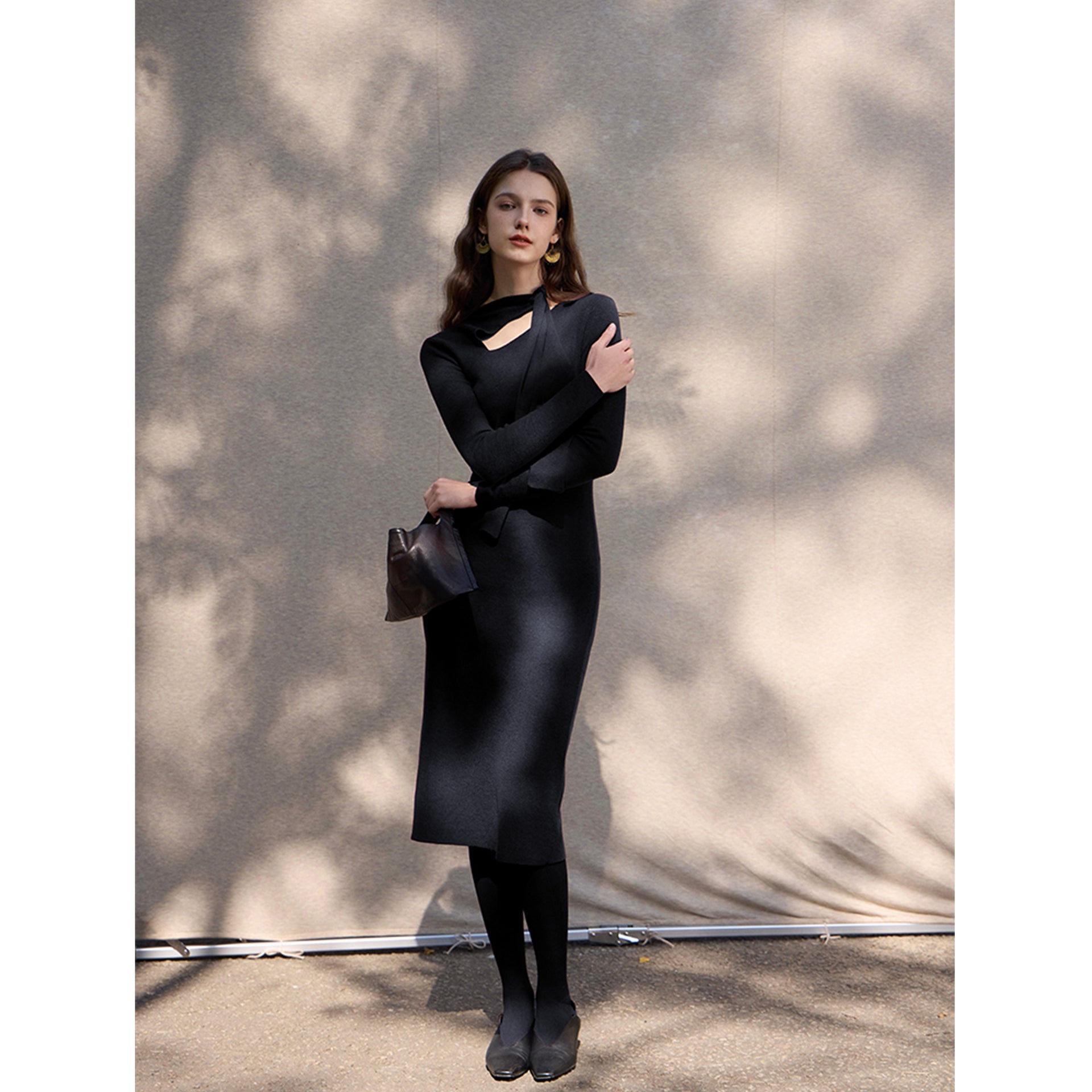 Elegant Bow-Tie Collar Knit Dress – Mix Selection