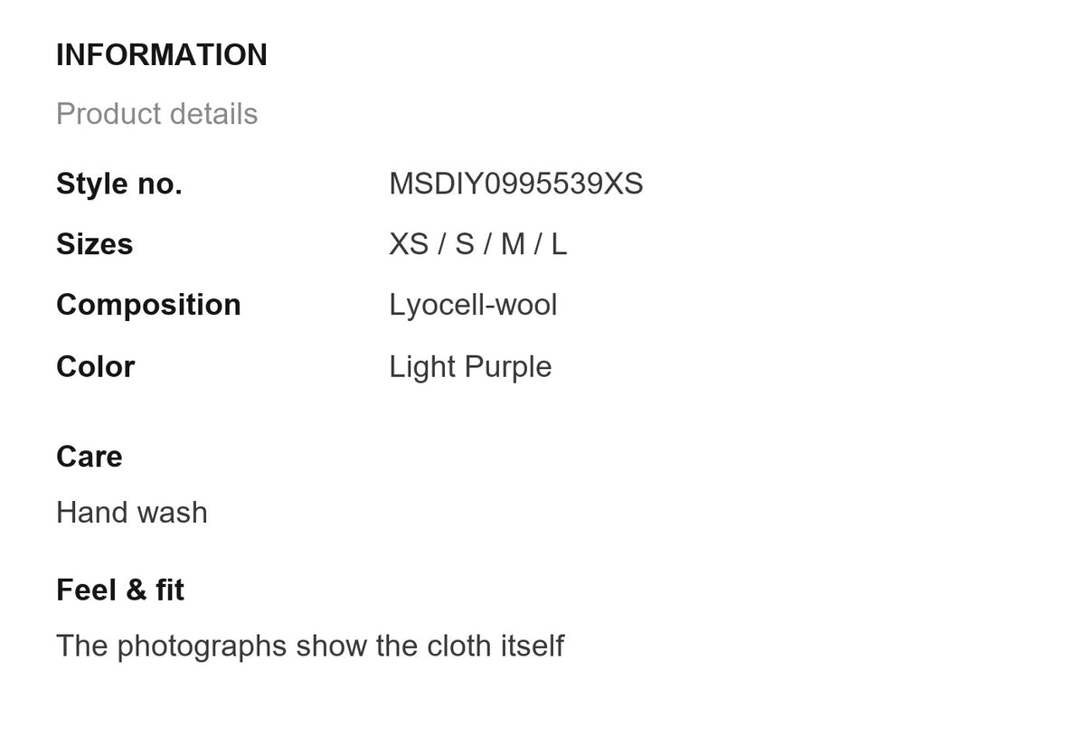 Product information