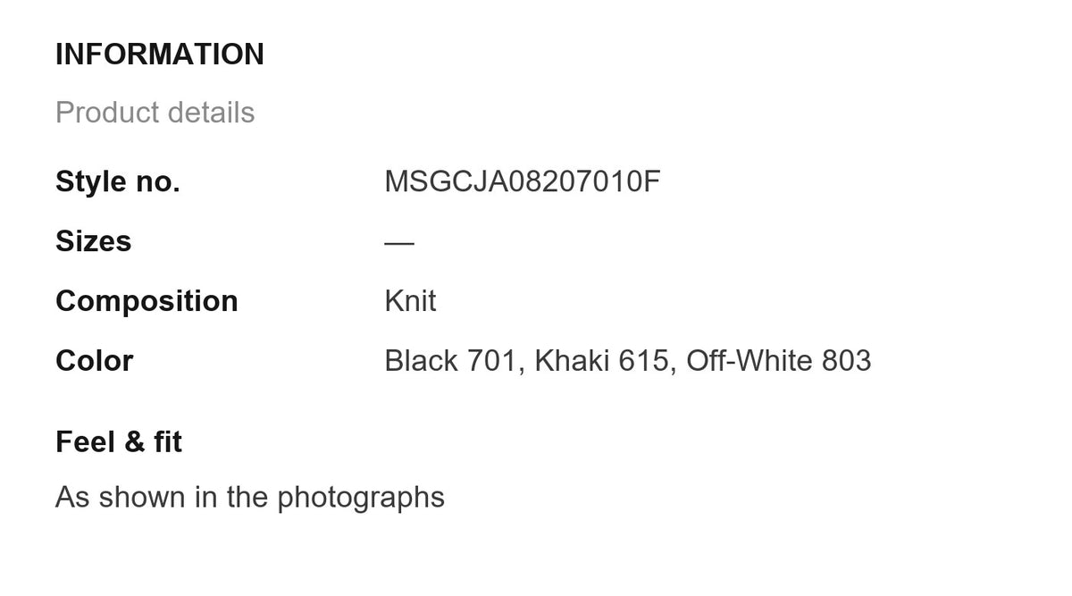 Product information