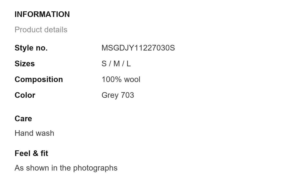Product information