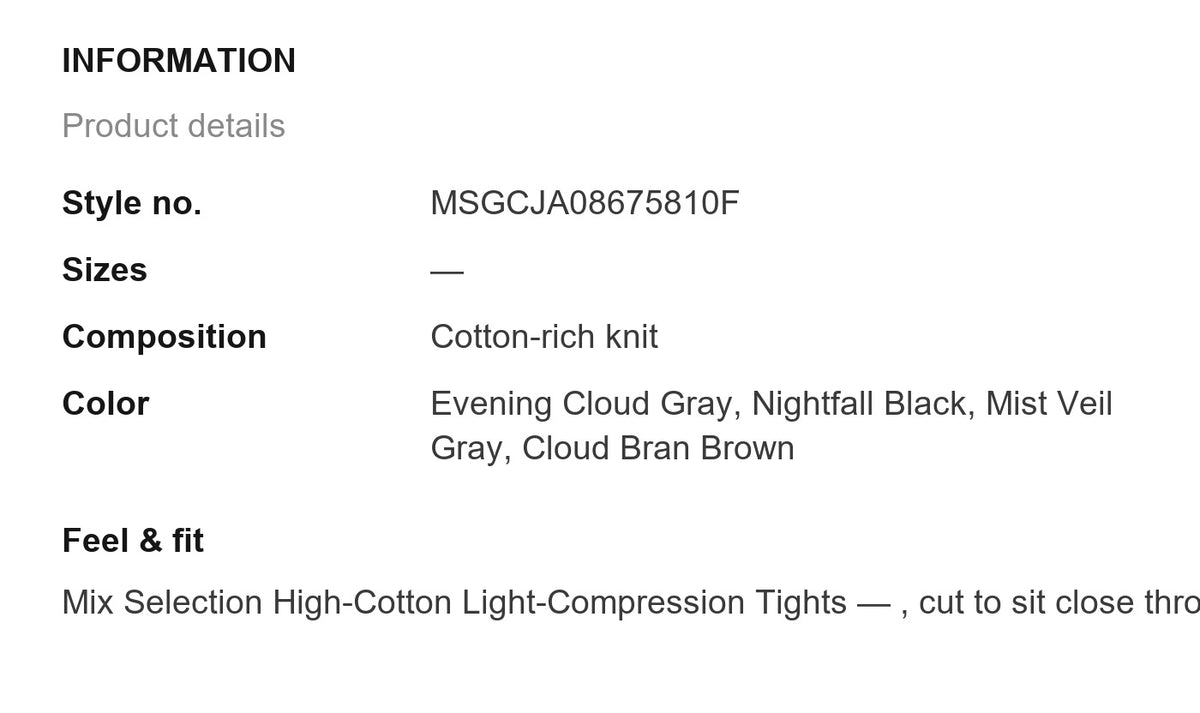 Product information