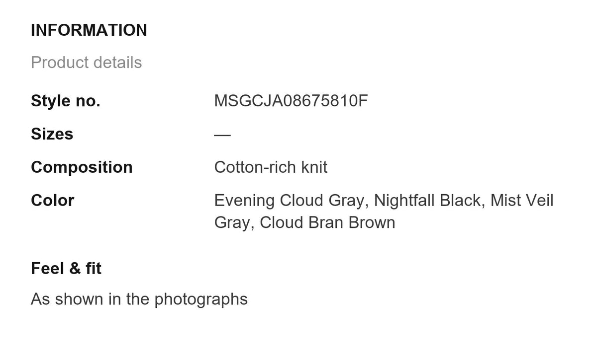 Product information