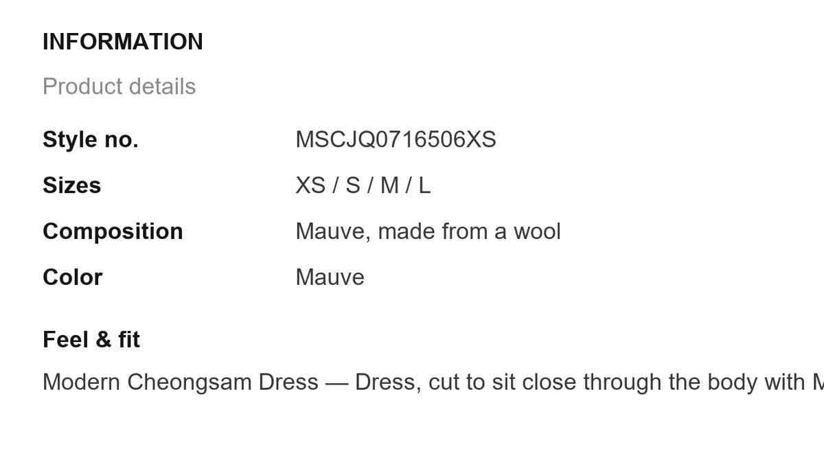Product information