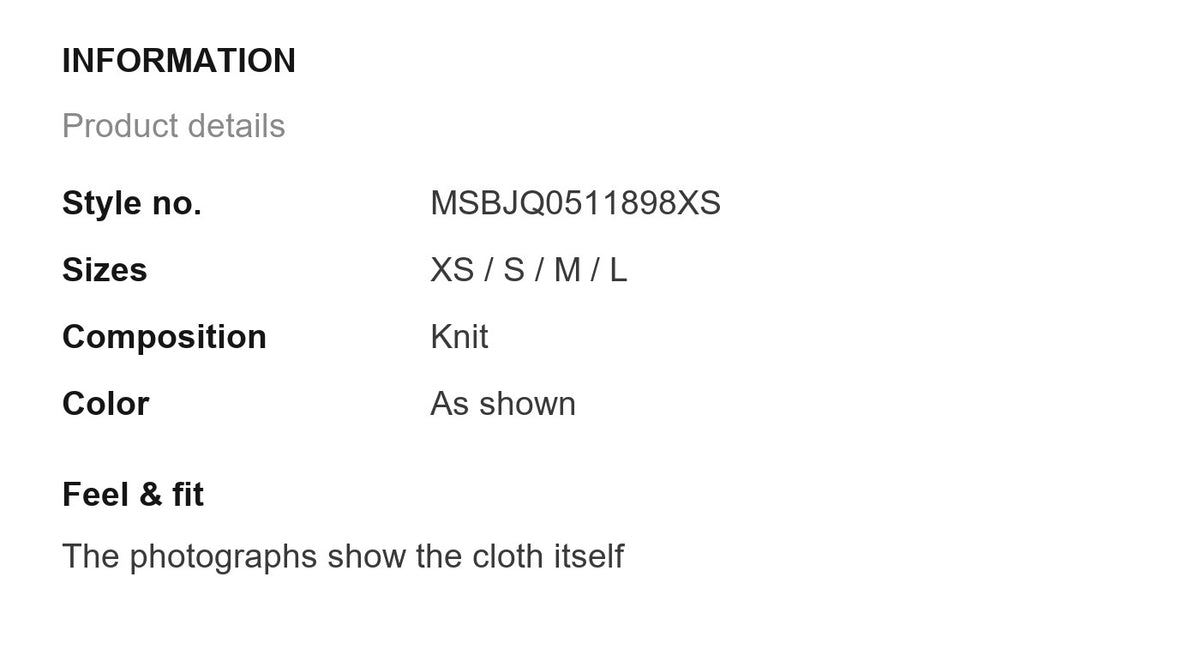 Product information