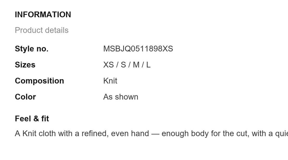 Product information