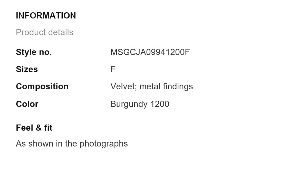Product information