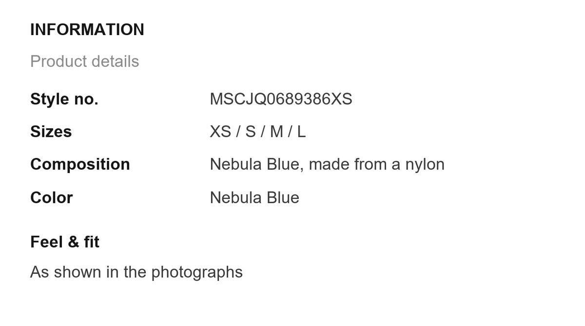 Product information