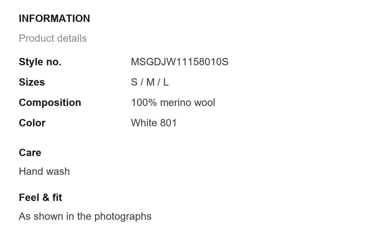 Product information