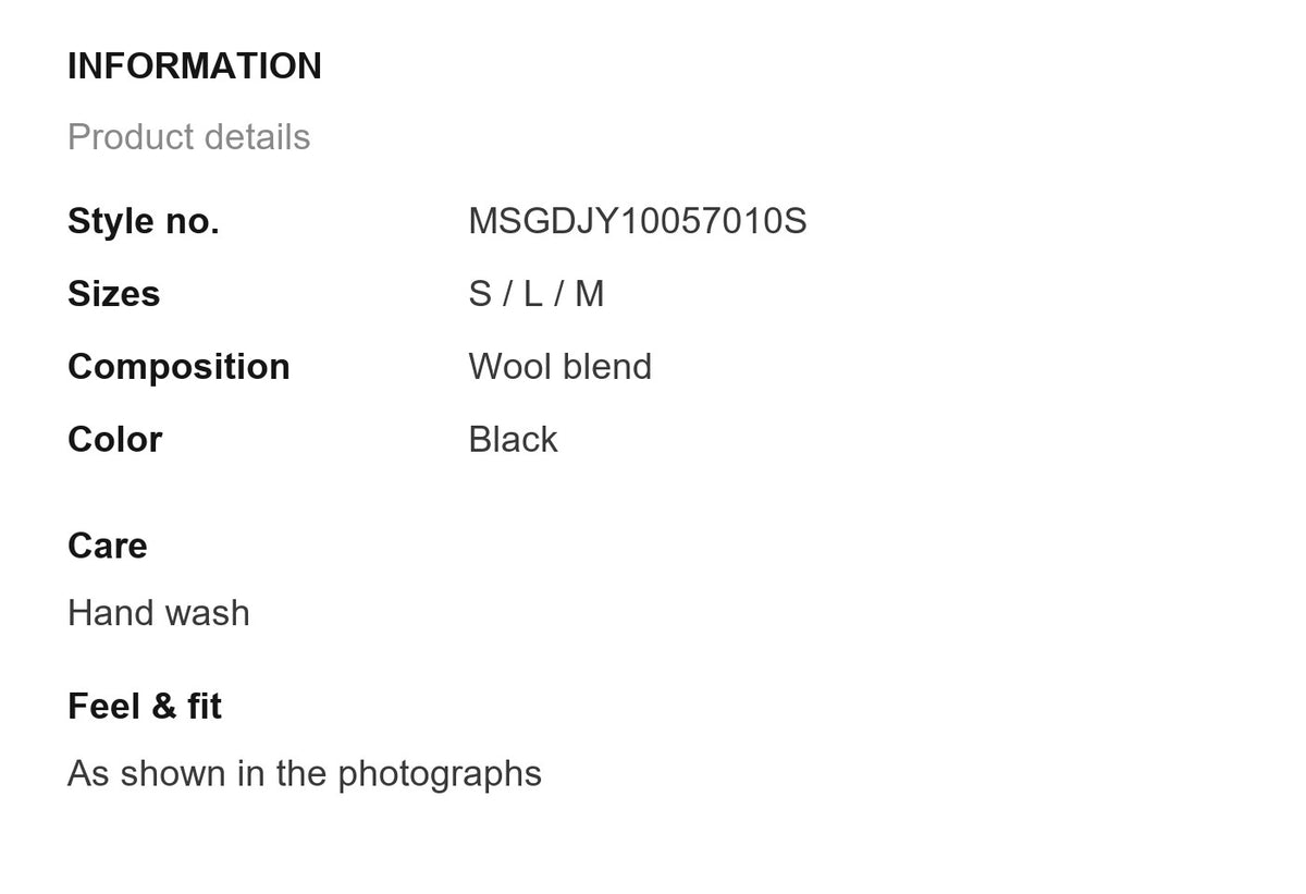 Product information