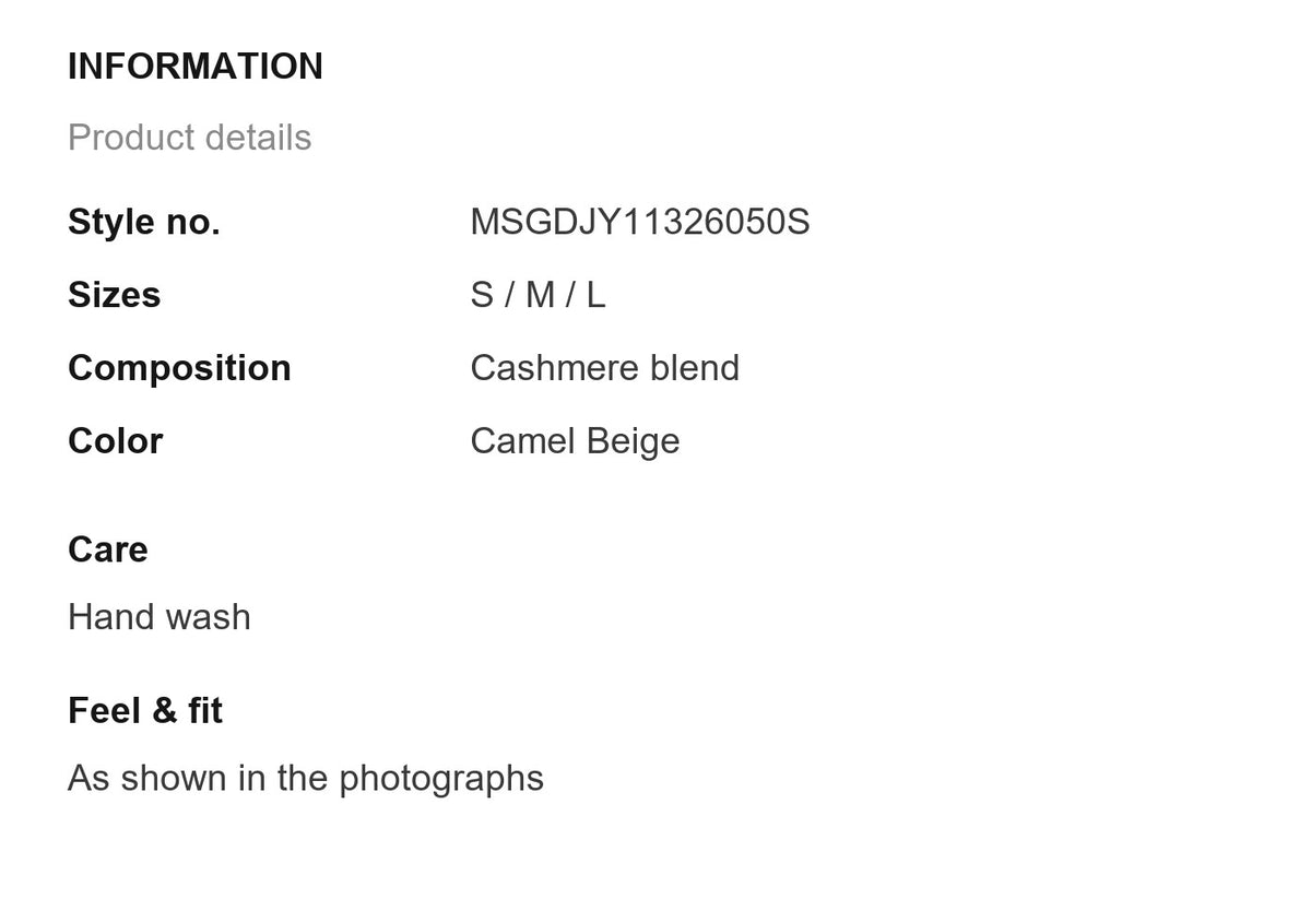 Product information