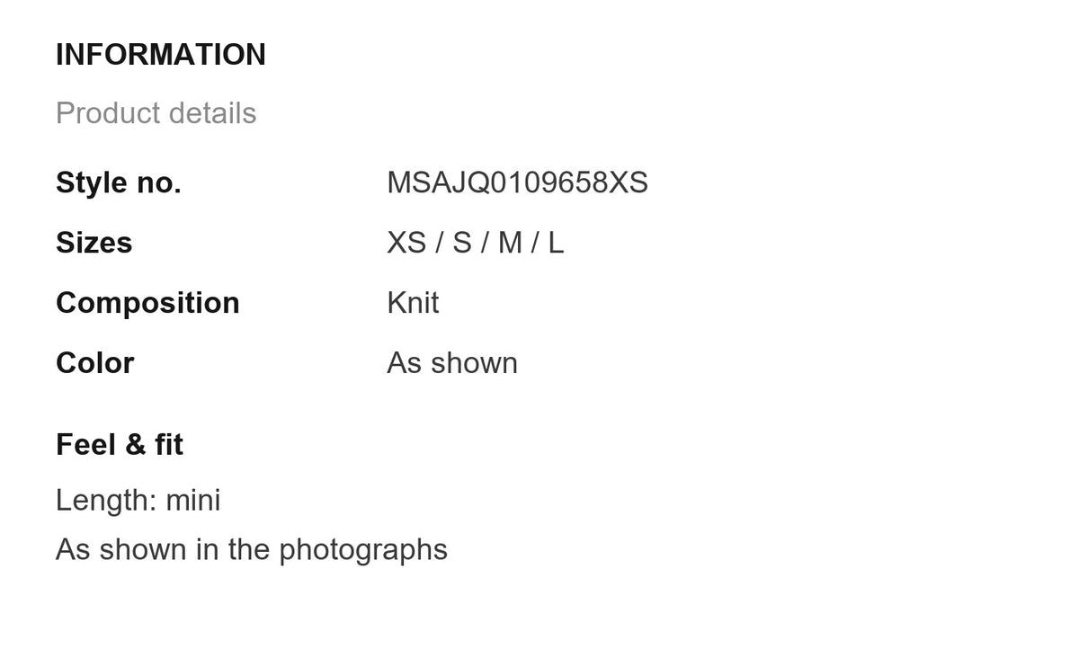 Product information