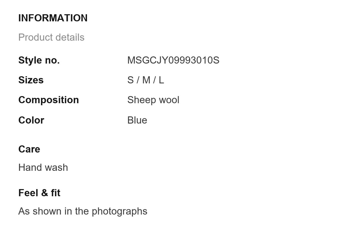 Product information