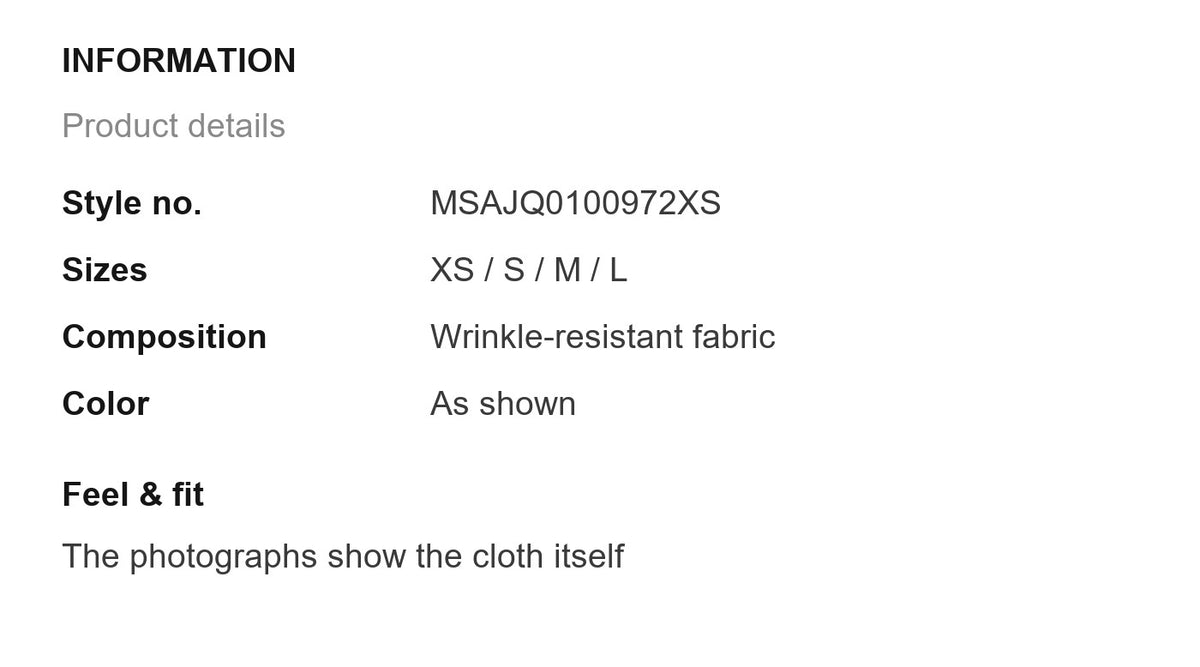 Product information