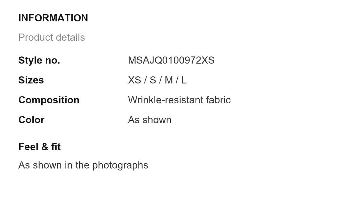 Product information