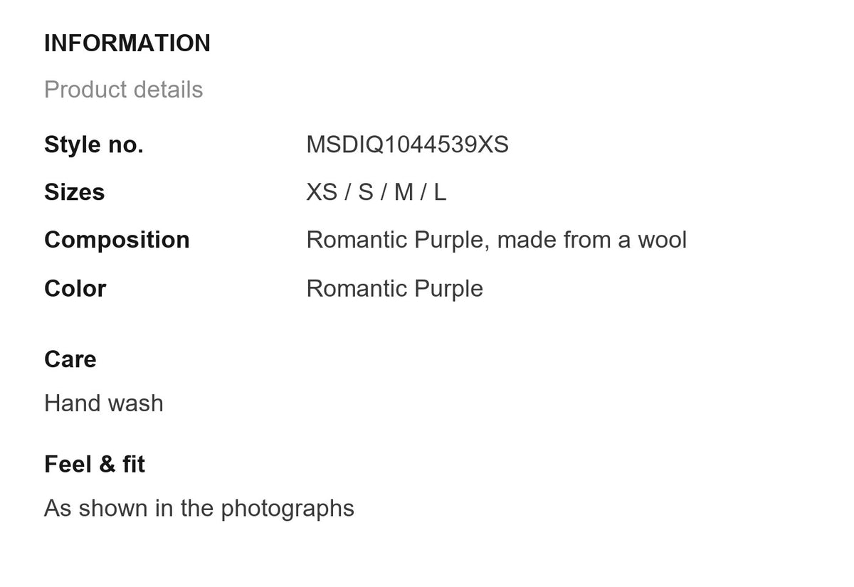 Product information