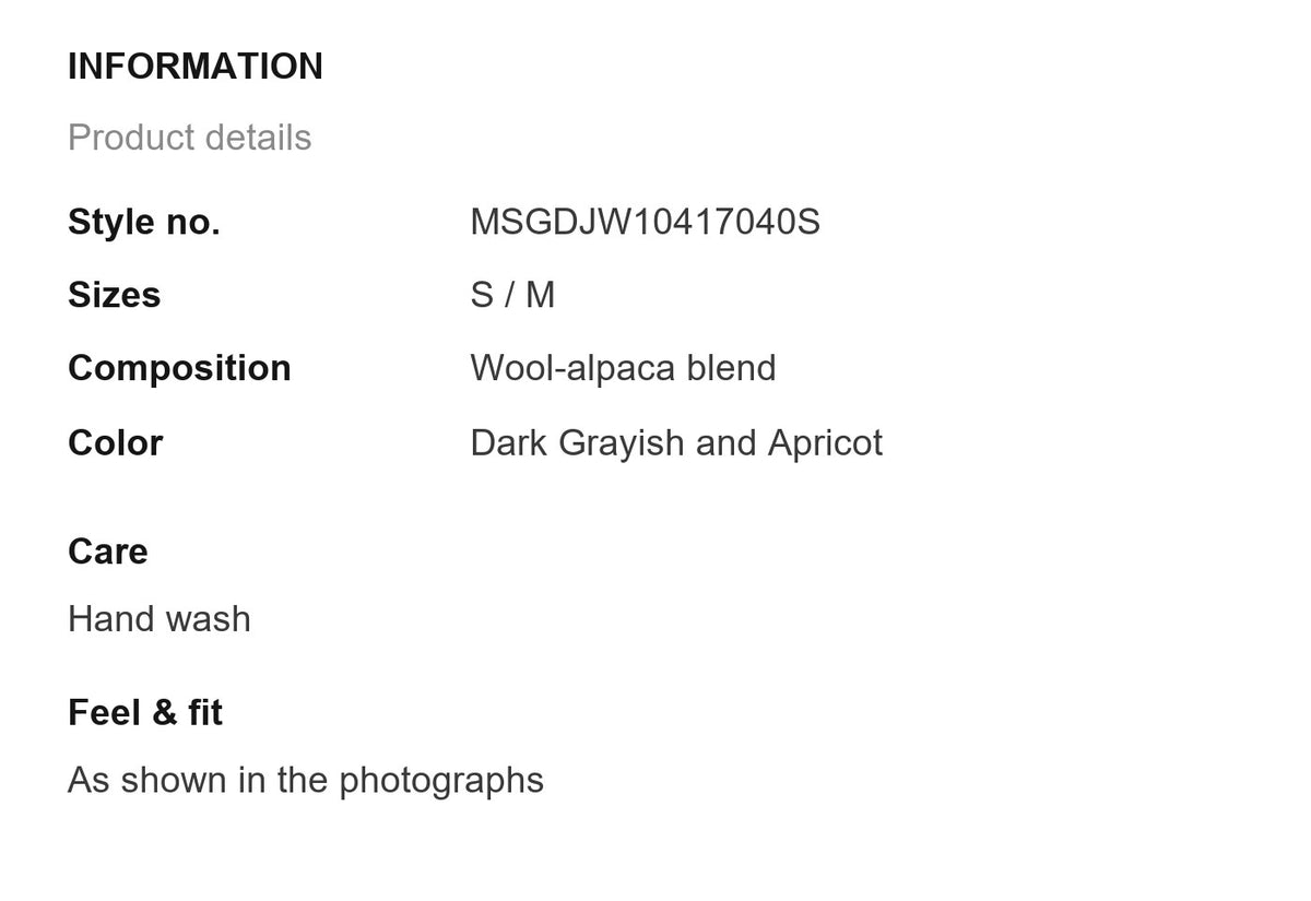 Product information
