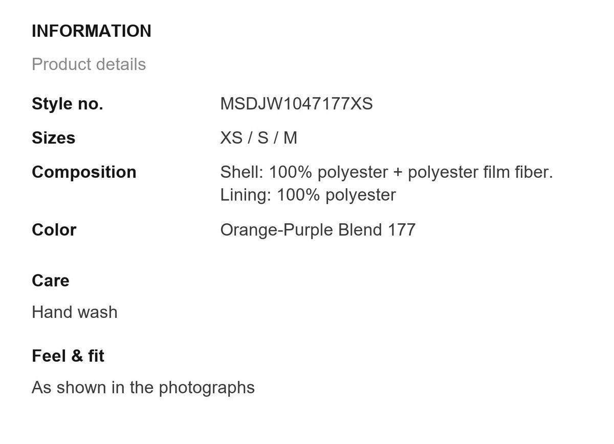 Product information