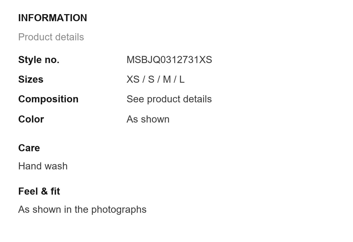 Product information