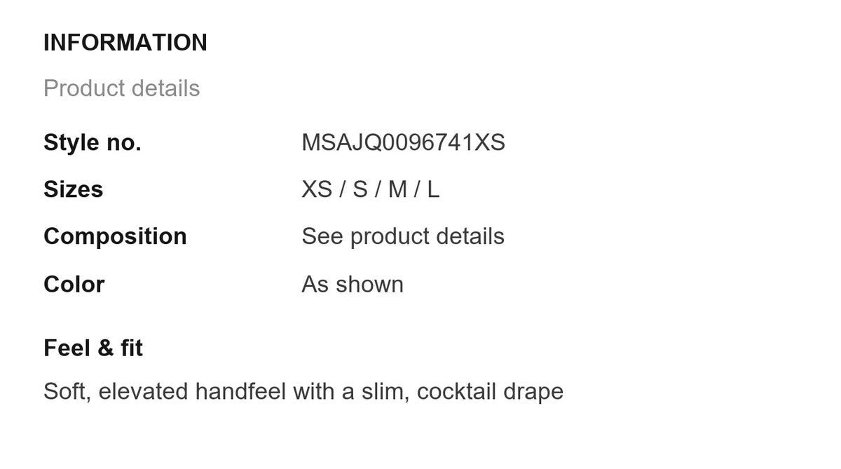 Product information