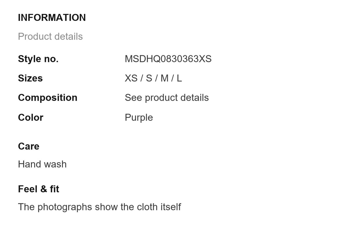 Product information