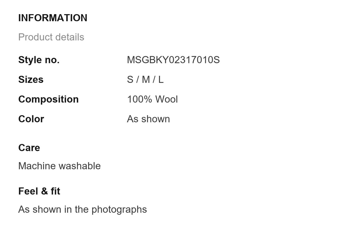 Product information