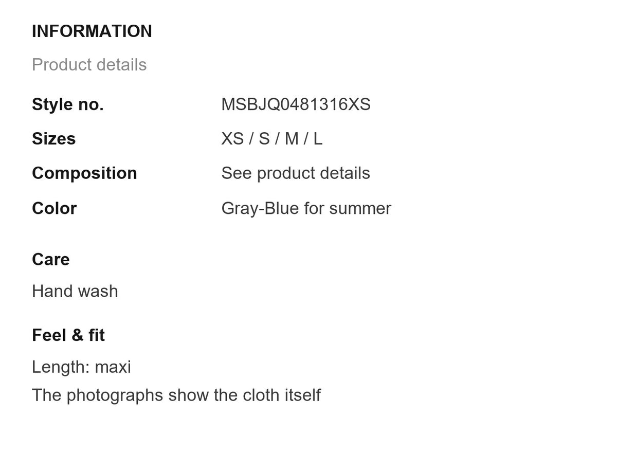 Product information
