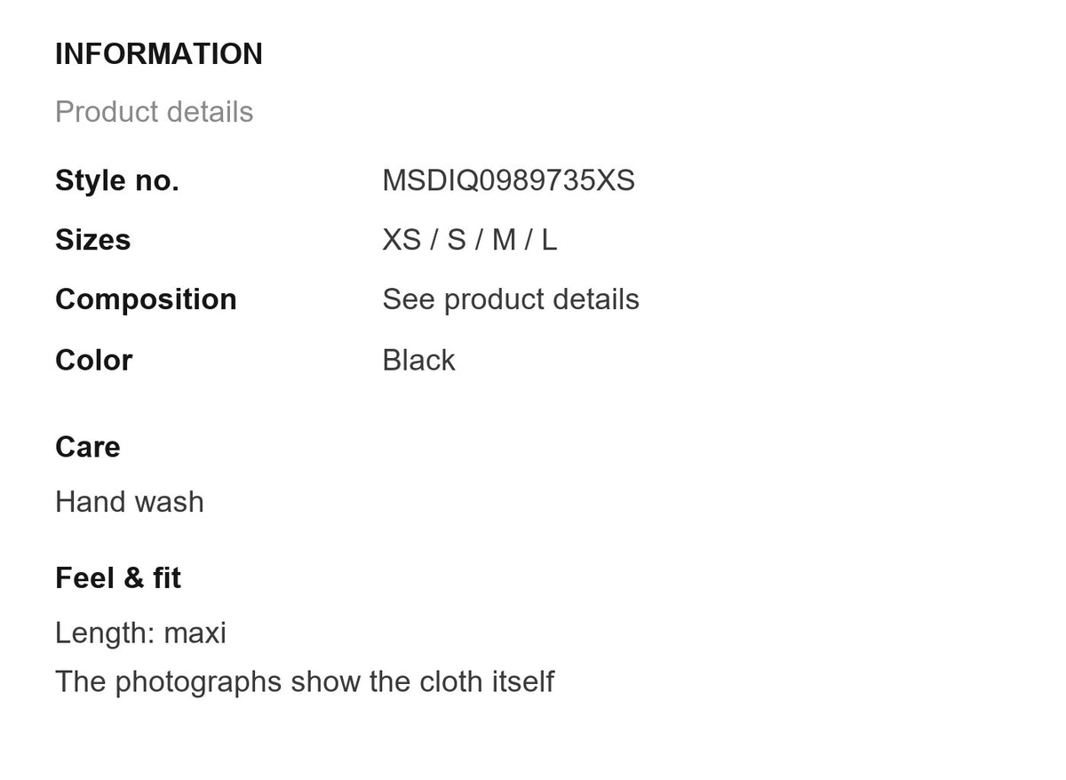 Product information
