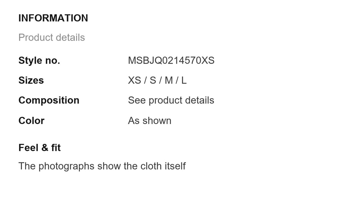 Product information