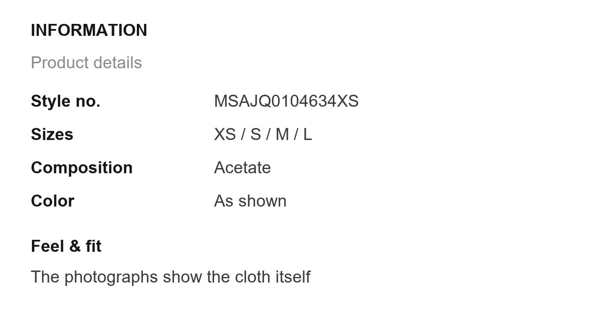 Product information