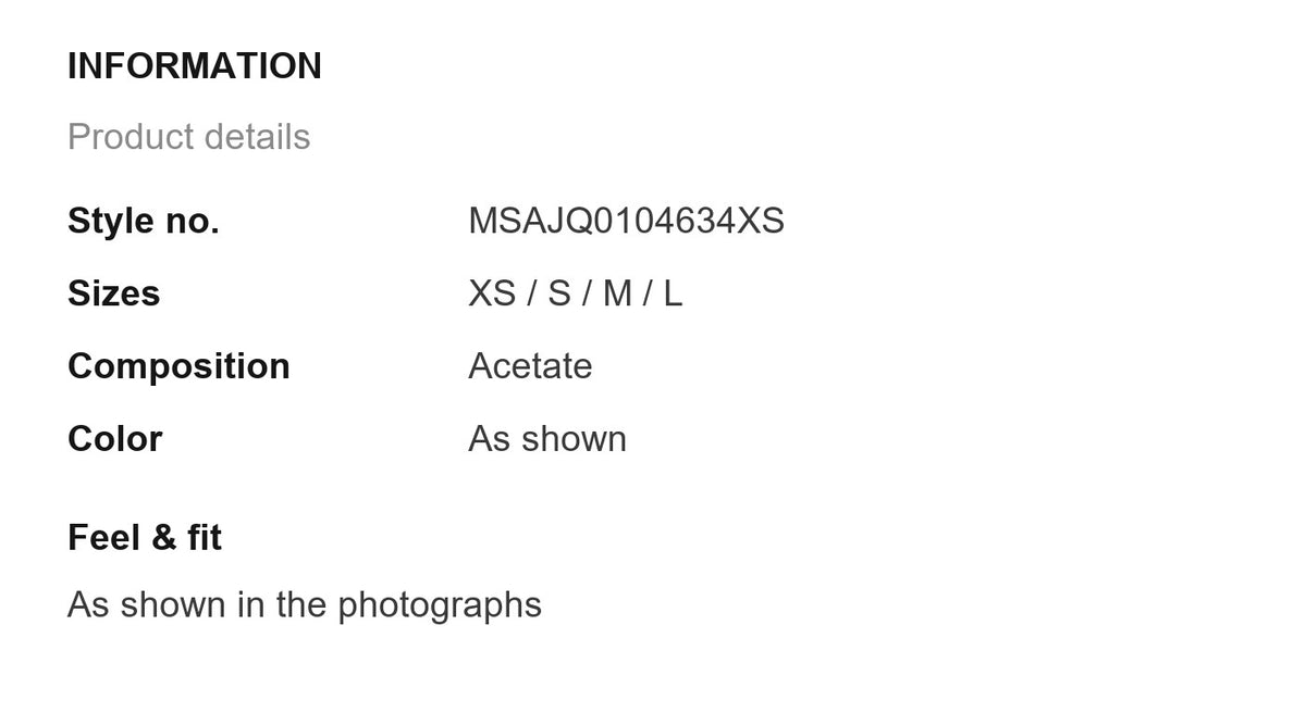 Product information