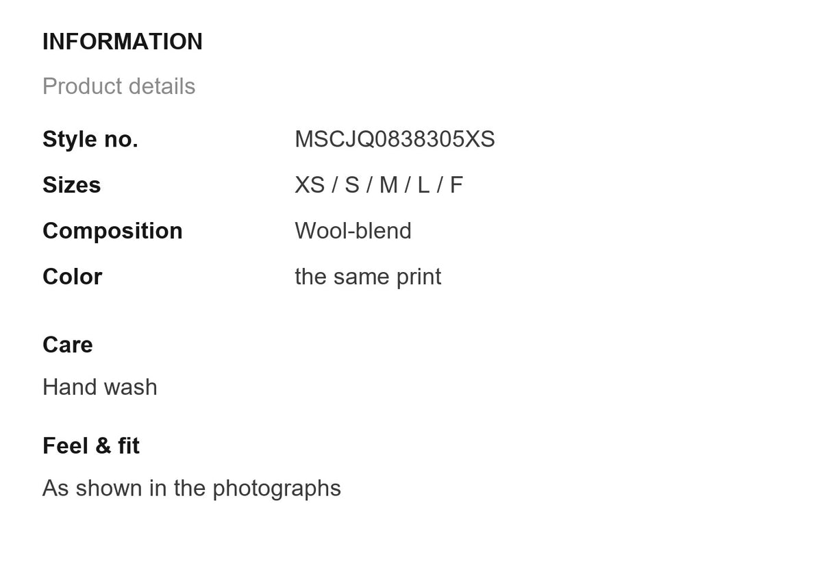 Product information