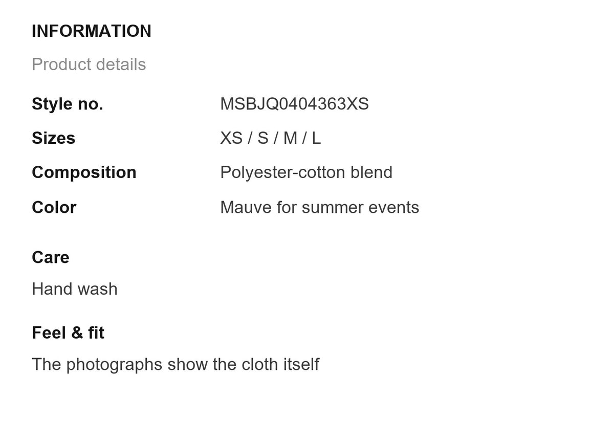 Product information