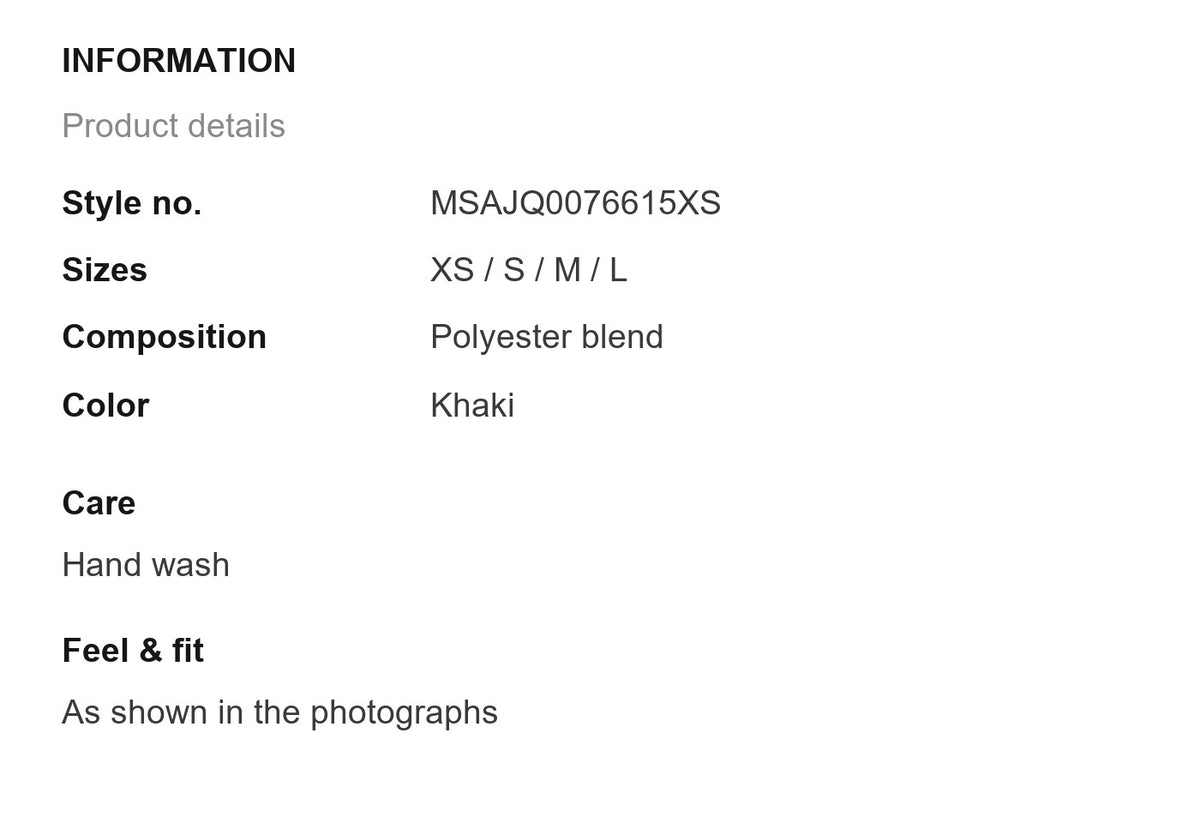 Product information