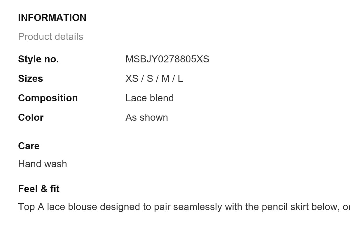 Product information
