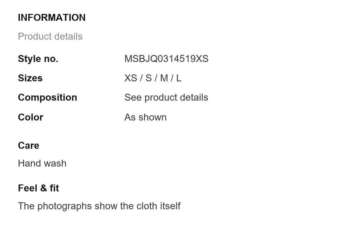 Product information