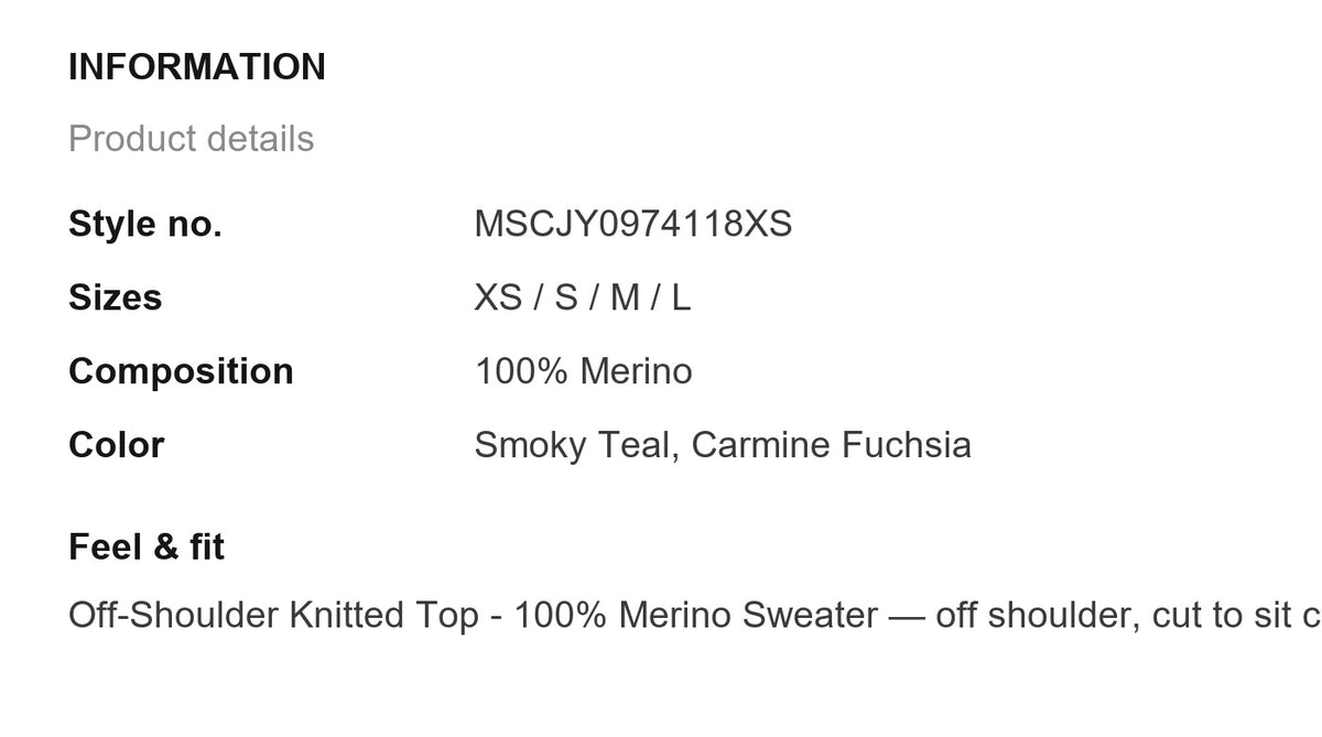Product information