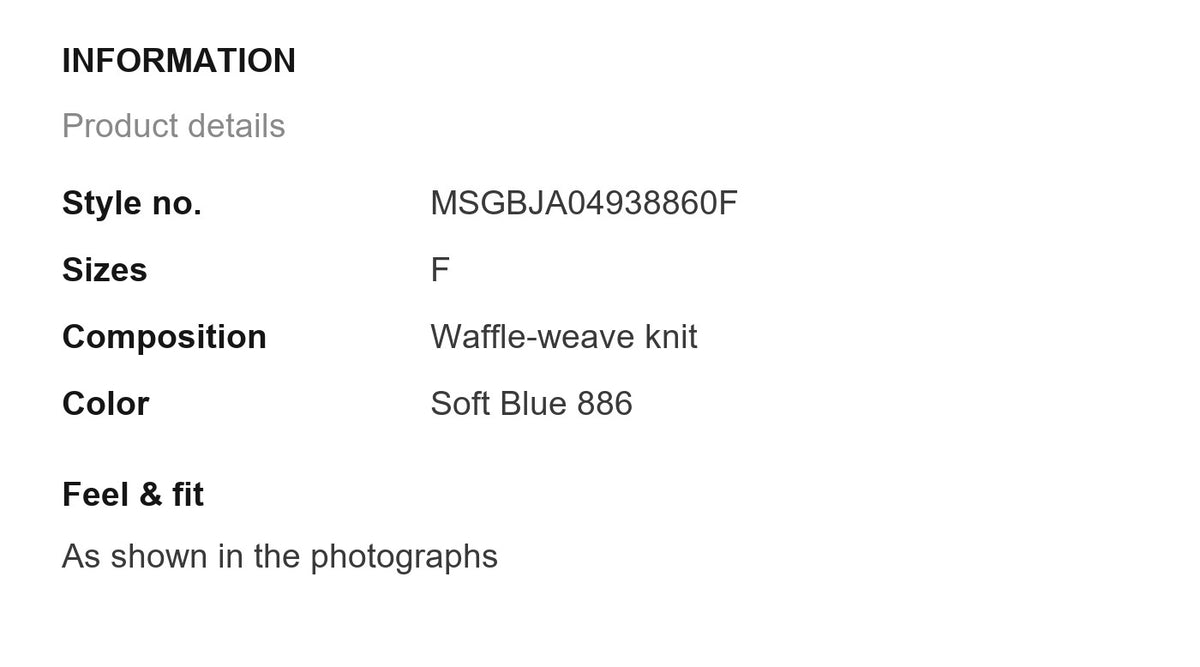 Product information