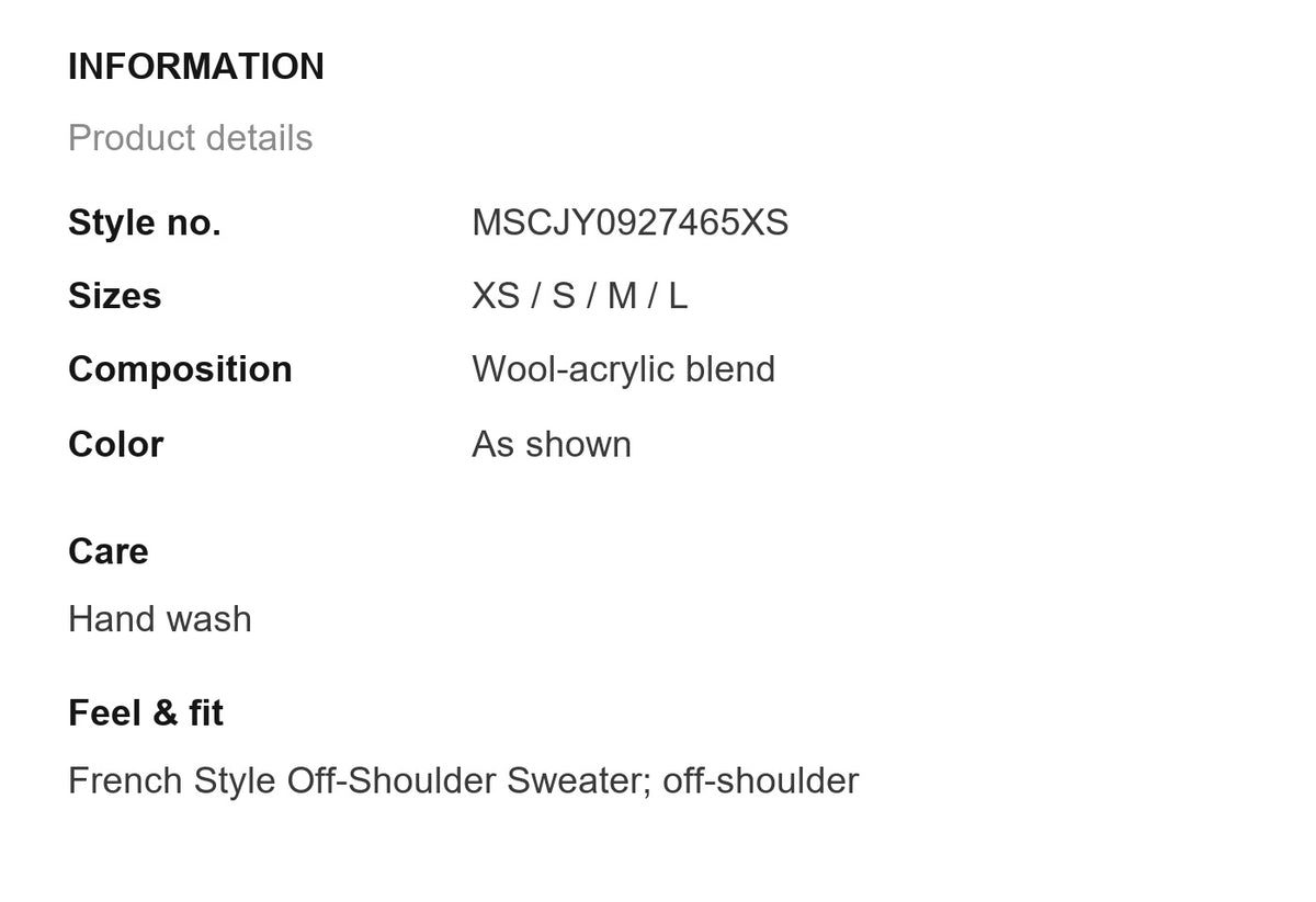 Product information
