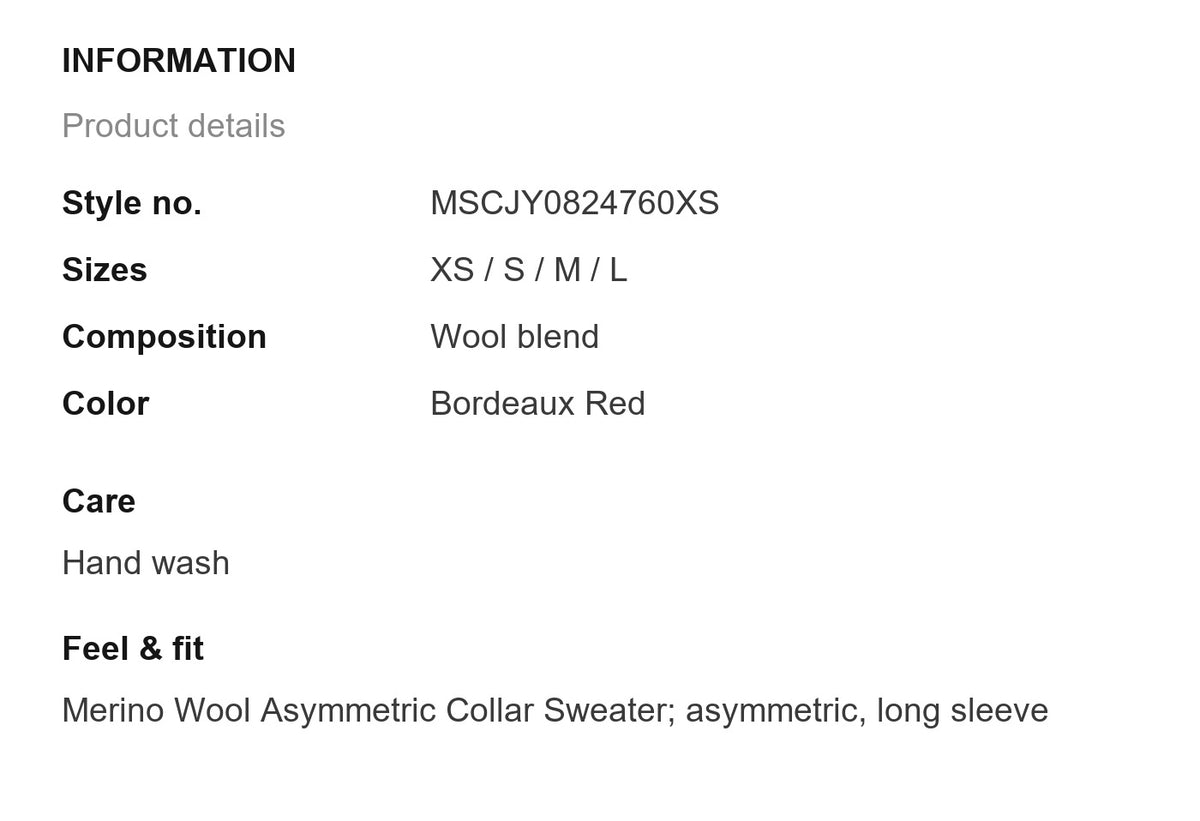 Product information