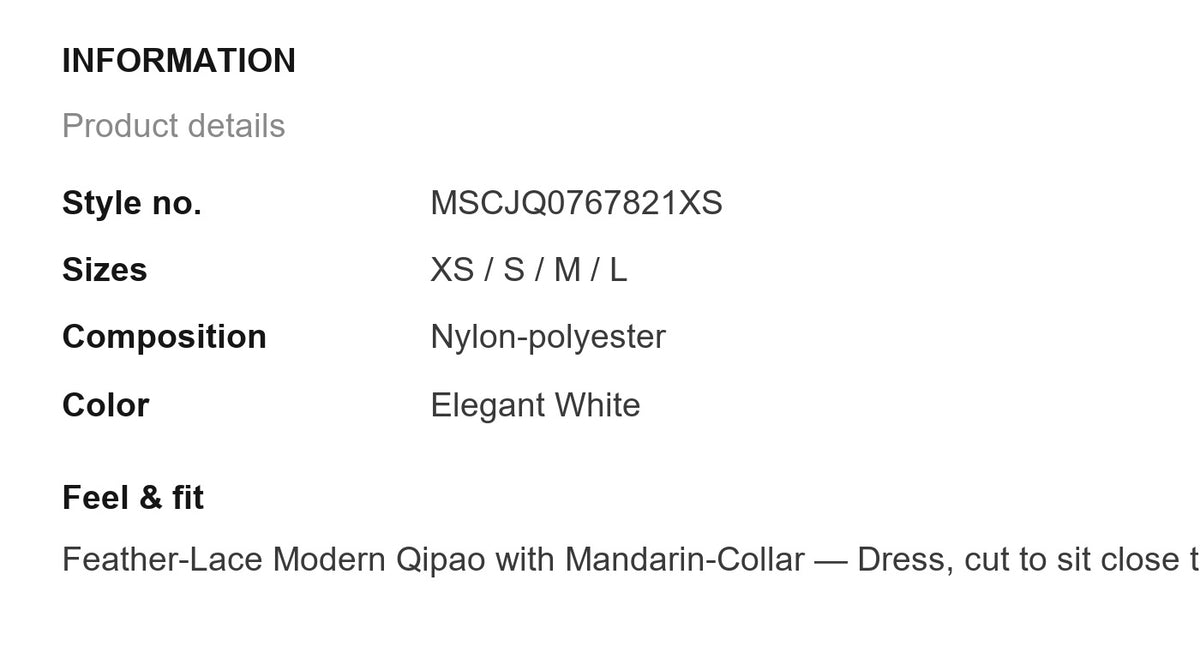 Product information