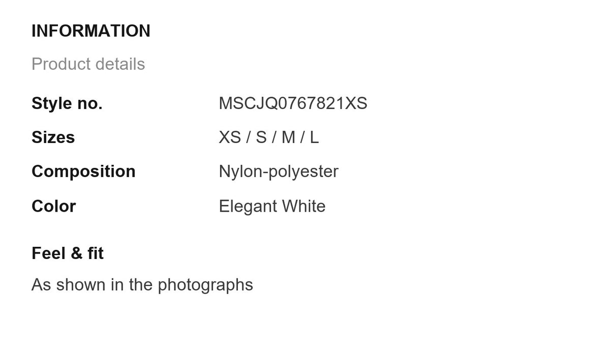 Product information
